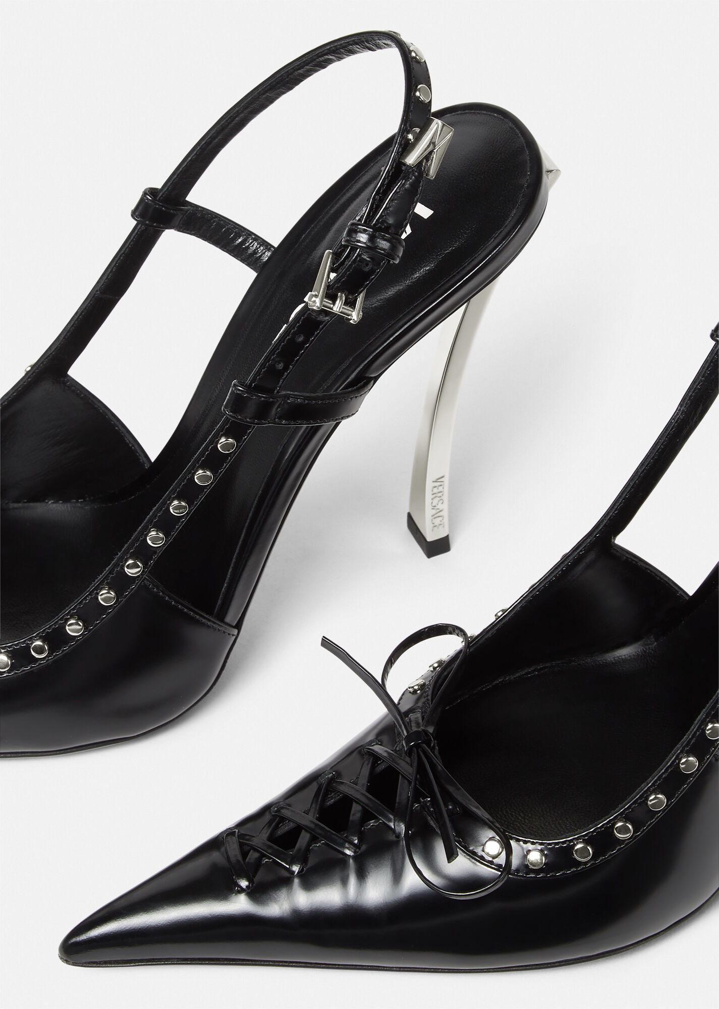 Laced Pin-Point Slingback Pumps - 4