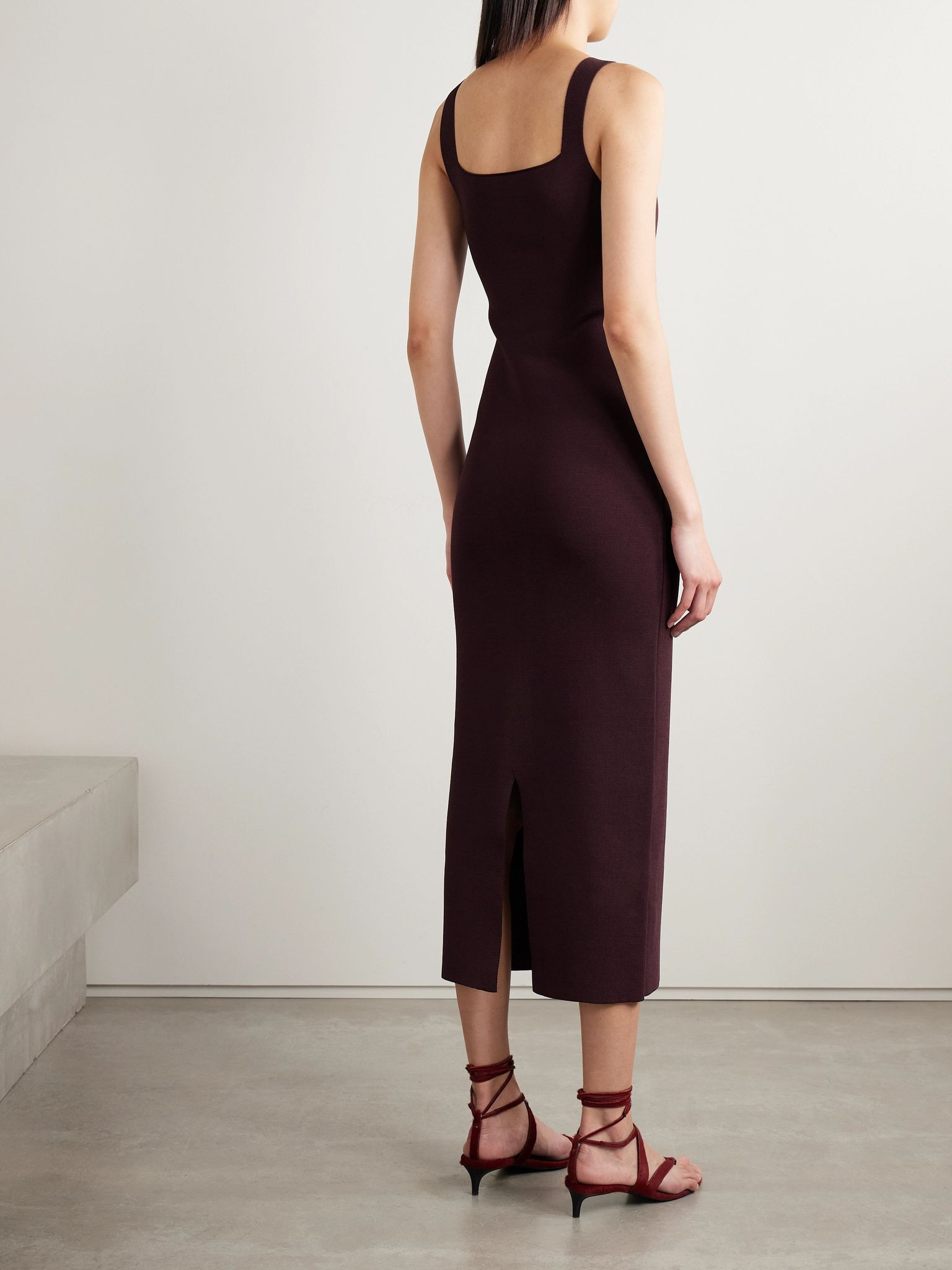 Dixi stretch-knit midi dress Burgundy - 4
