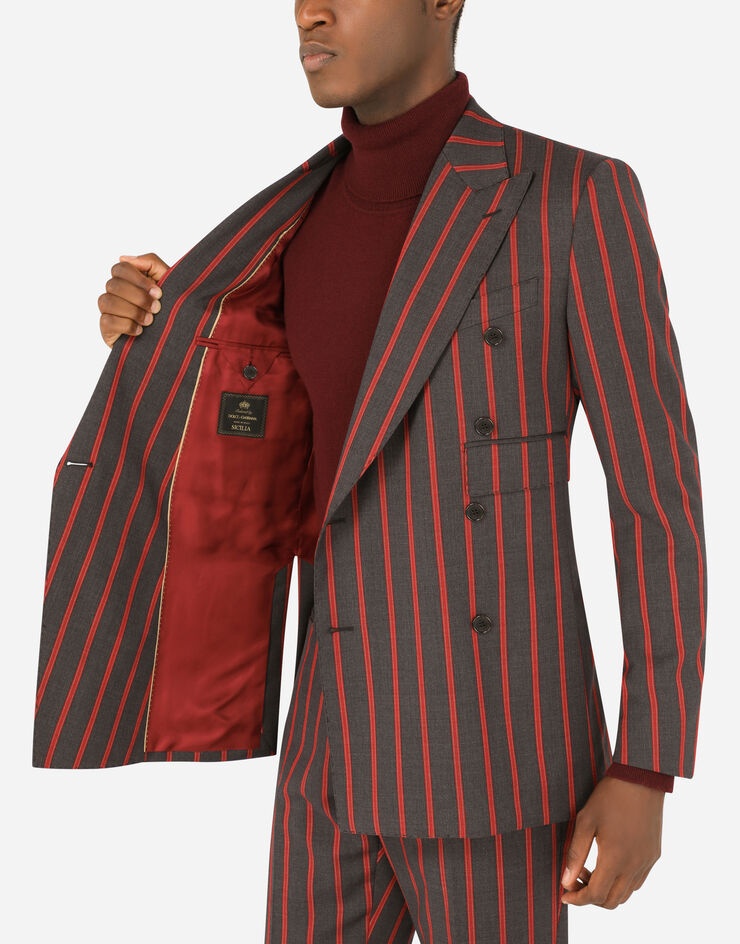 Double-breasted pinstripe wool Sicilia-fit suit - 8