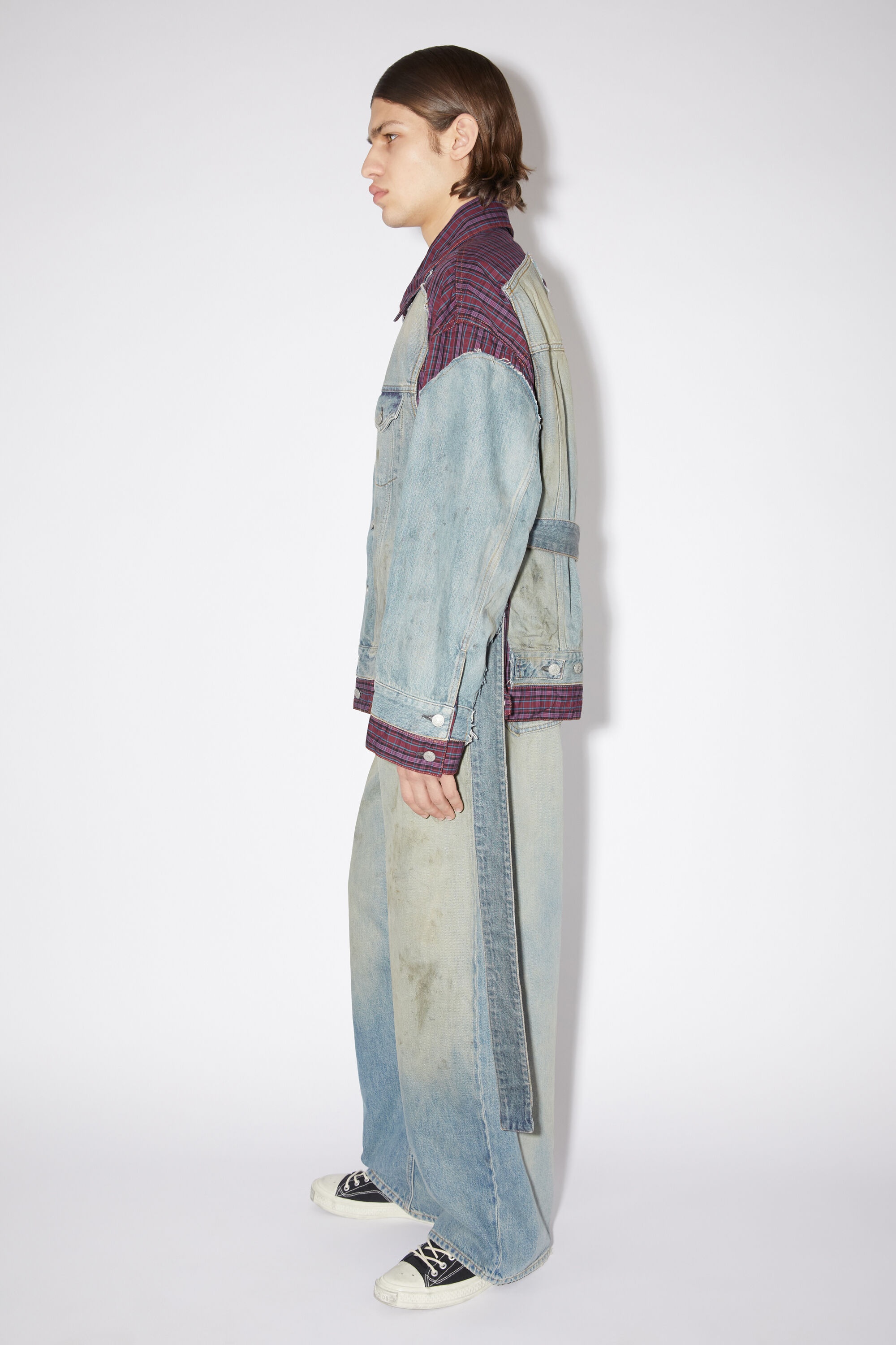 Denim check jacket - Mid Blue - 4