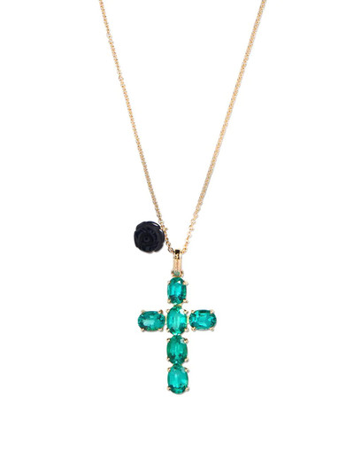 Dolce & Gabbana 18kt yellow gold emerald cross charm necklace outlook