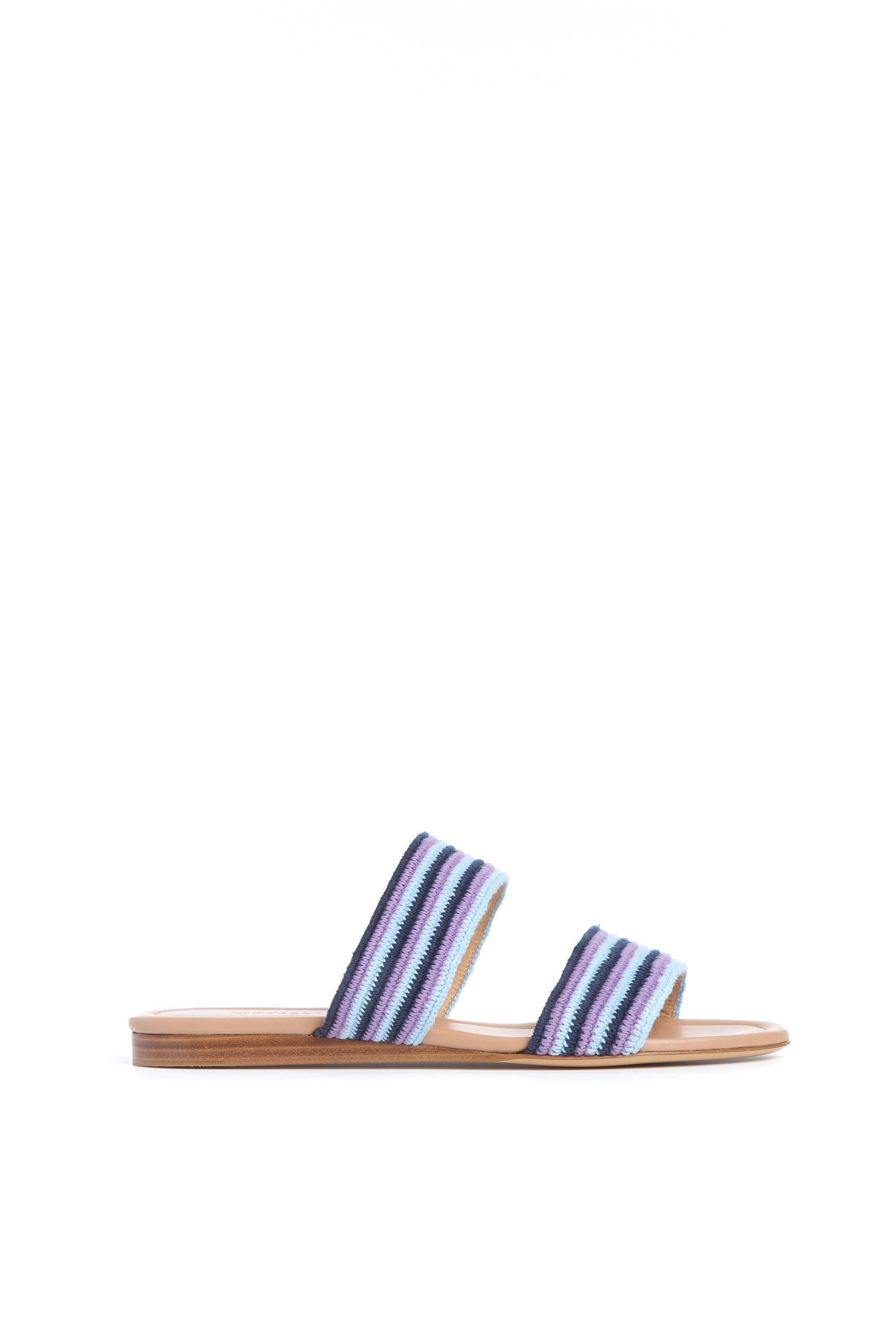 Lora Flat Sandal in Navy Multi Crochet - 1