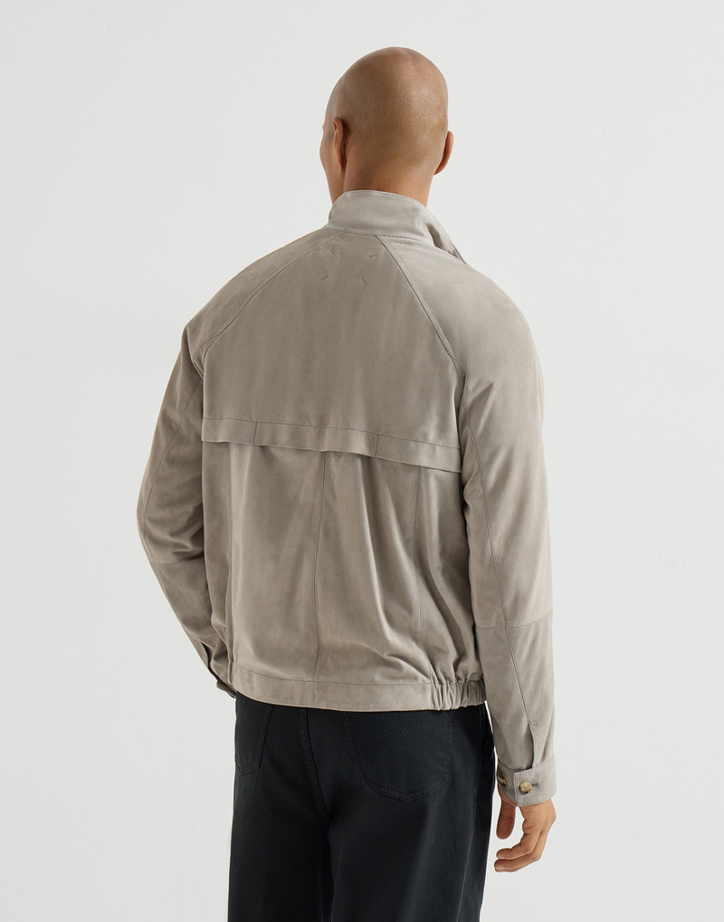 Suede unlined jacket with stand collar 3