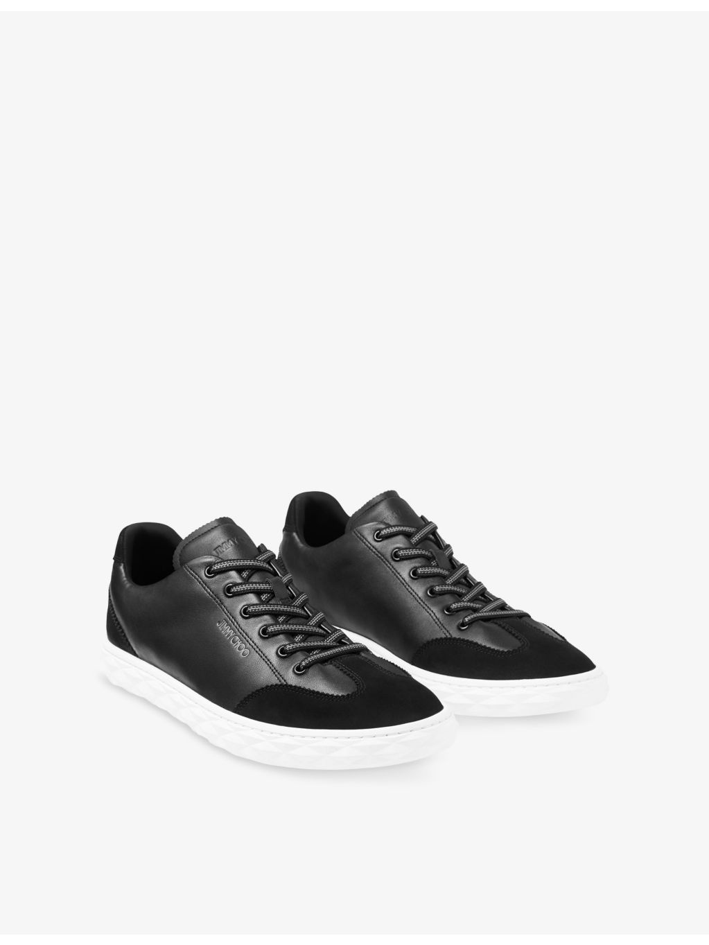Diamond Light Logo-Embossed Leather Low-Top Trainers - 3