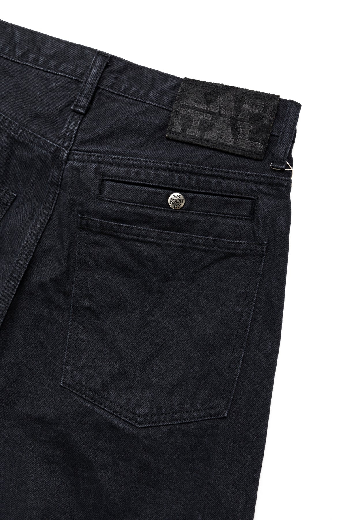 Kapital 14oz BLKxBLK Denim ZIPPER PORT Baggy Pants - Black x