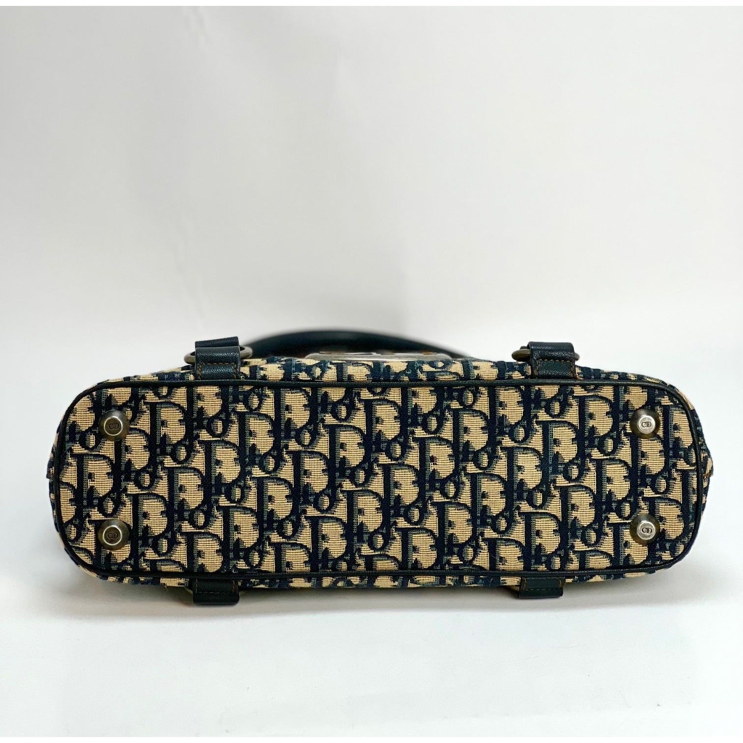 CHRISTIAN DIOR Monogram Trotter CD Blue Canvas Hand Bag - 5
