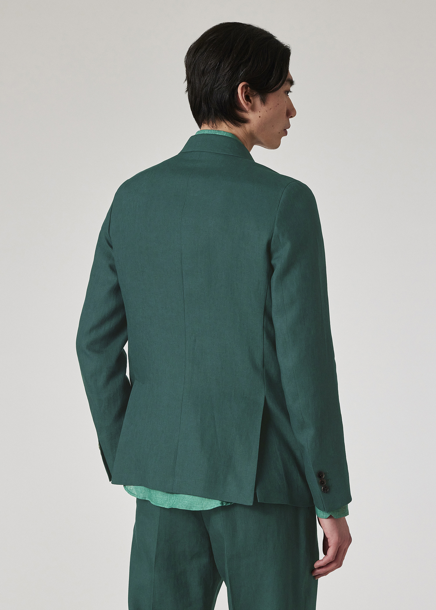 Dark Green Linen Double Breasted Blazer - 8