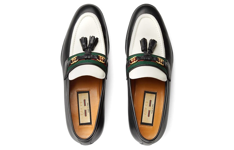 (WMNS) Gucci Loafer with Web and Interlocking G 'Black White' 674662-1W6B0-1170 - 3