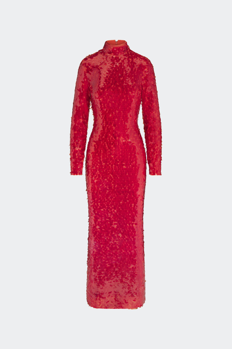 Sequin Sculpty Dress in Chili 4