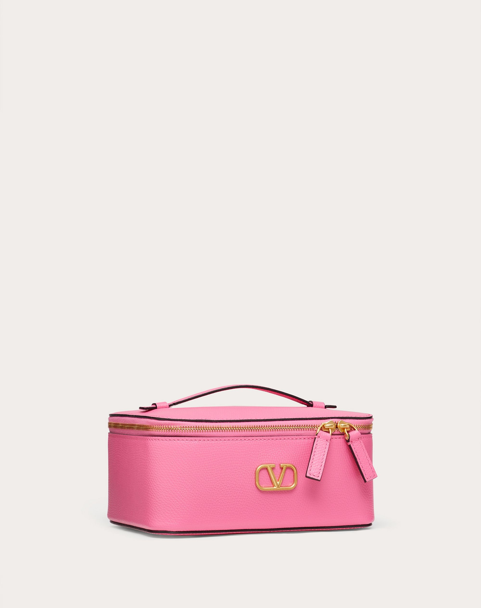 VLOGO SIGNATURE WASH BAG IN GRAINY CALFSKIN LEATHER - 5