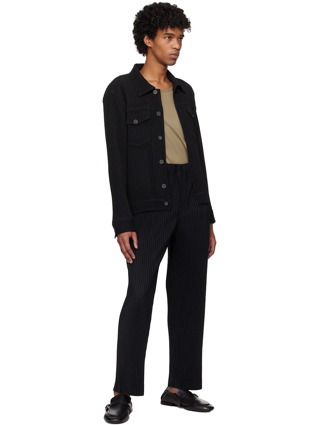 Black 'Wool Like' Light Jacket - 4