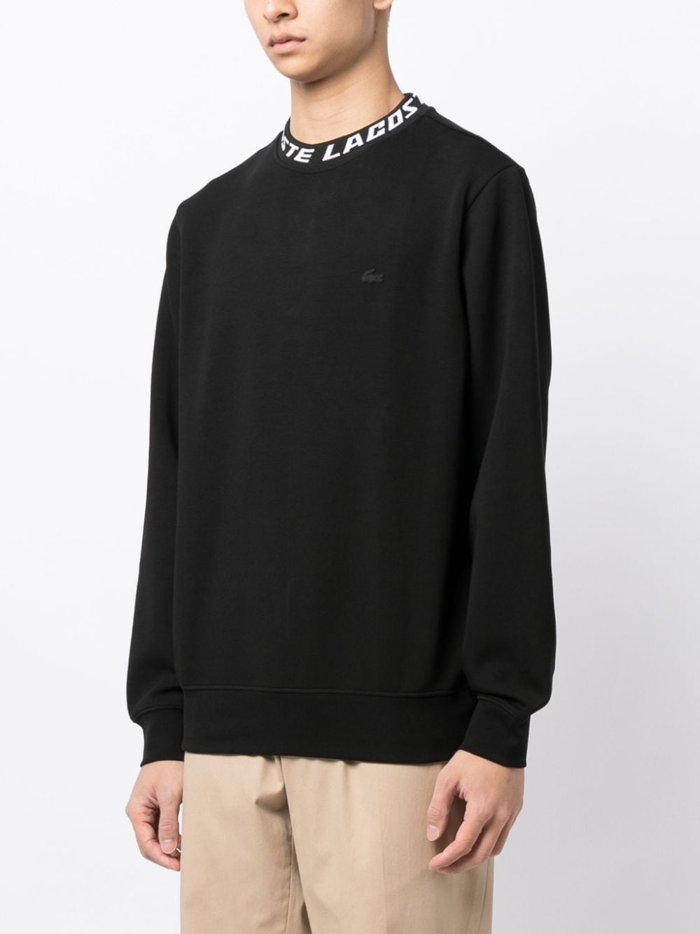 logo jacquard-neck long-sleeve sweatshirt - 3