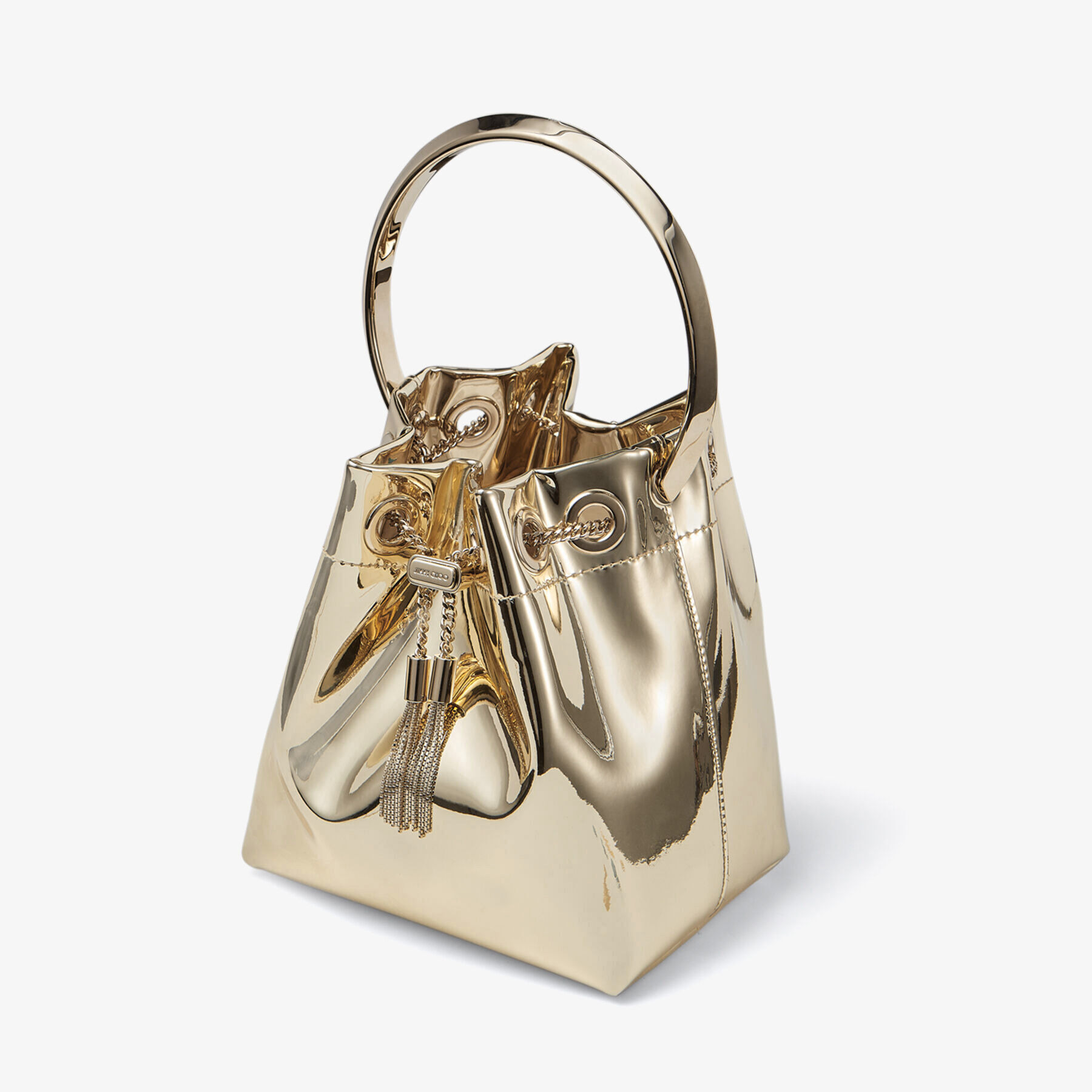 Bon Bon
Gold Mirror Fabric Mini Bag with Metal Handle - 4
