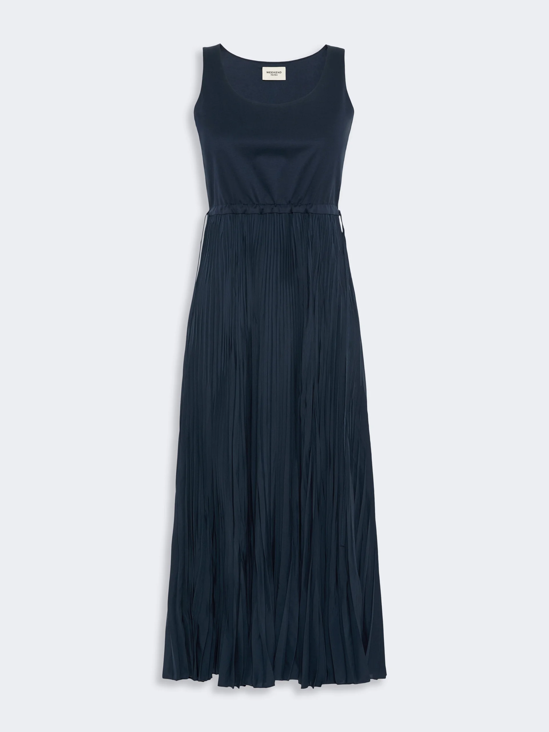 CLASSI Jersey dress with a plissé-pleated skirt - NAVY - 1