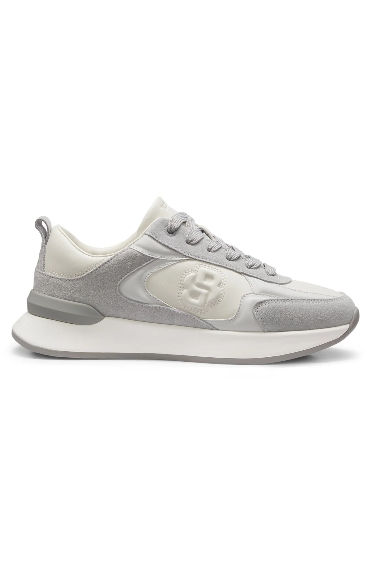 LEATHER AND SUEDE SNEAKERS WITH DOUBLE B MONOGRAM - 1