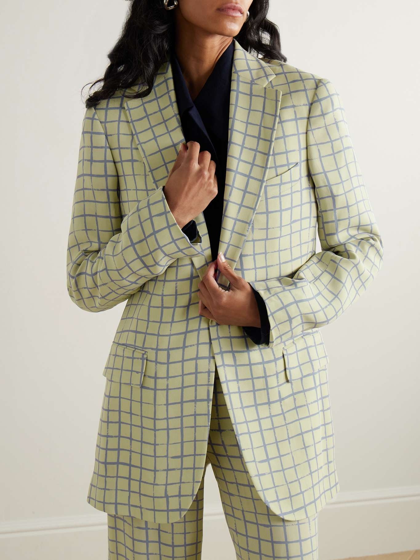 Checked crepe blazer - 3