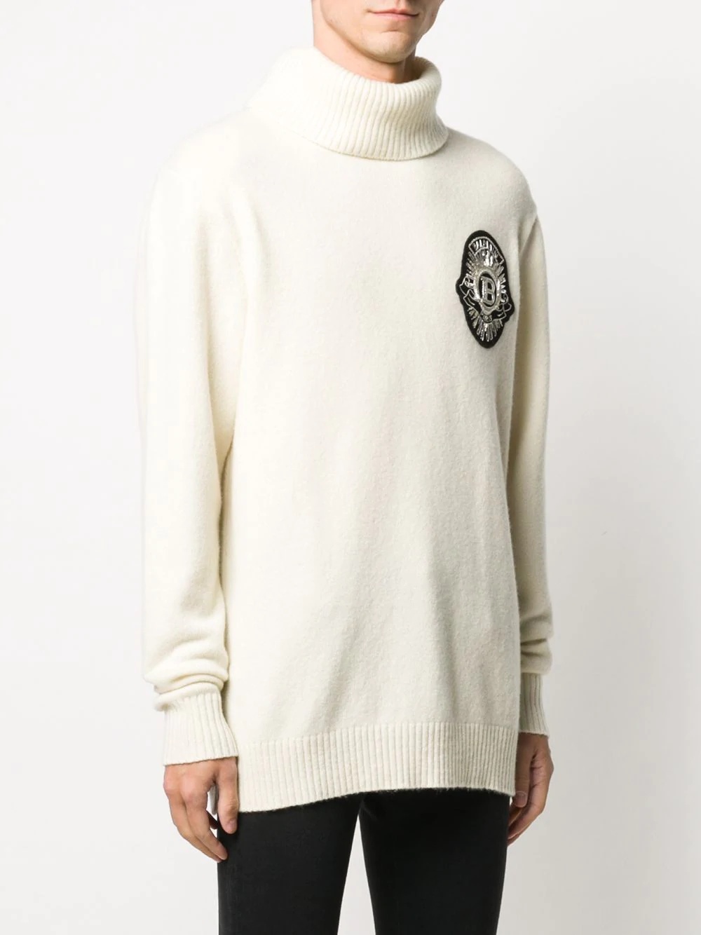 logo-patch roll-neck jumper - 3