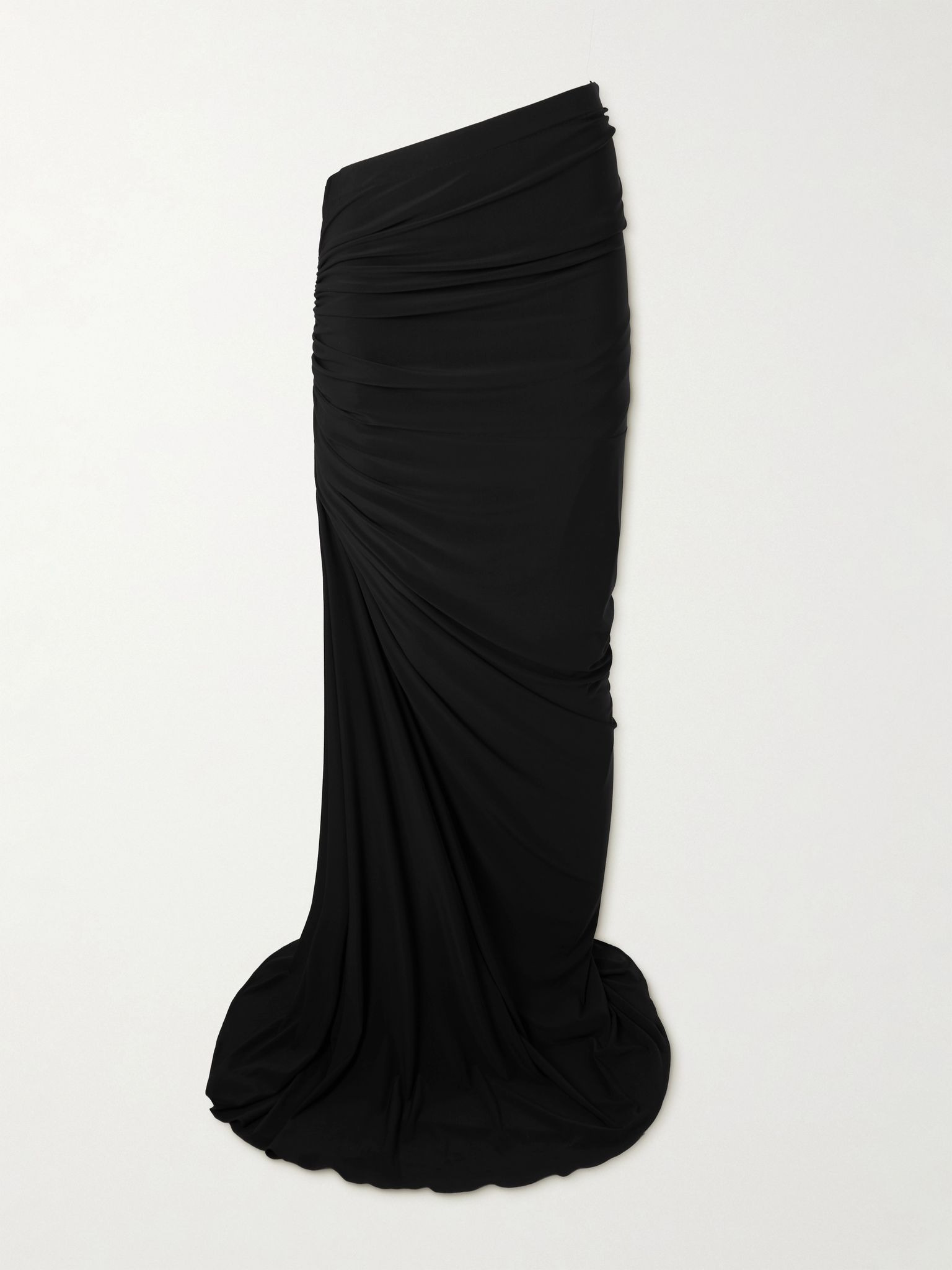 Draped stretch-knit maxi skirt Black - 1