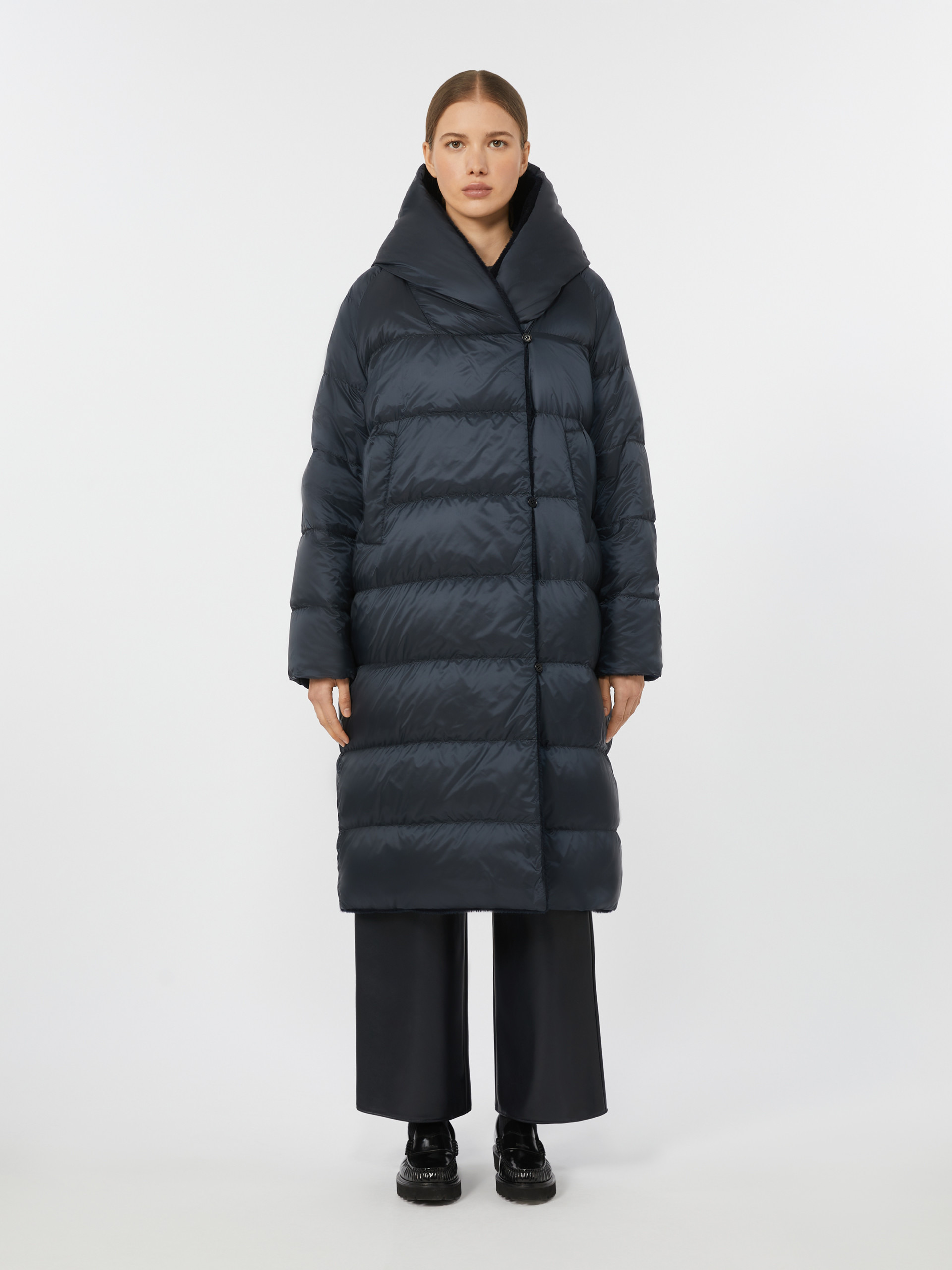ORION Reversible down jacket in water-repellent fabric and faux fur - 5