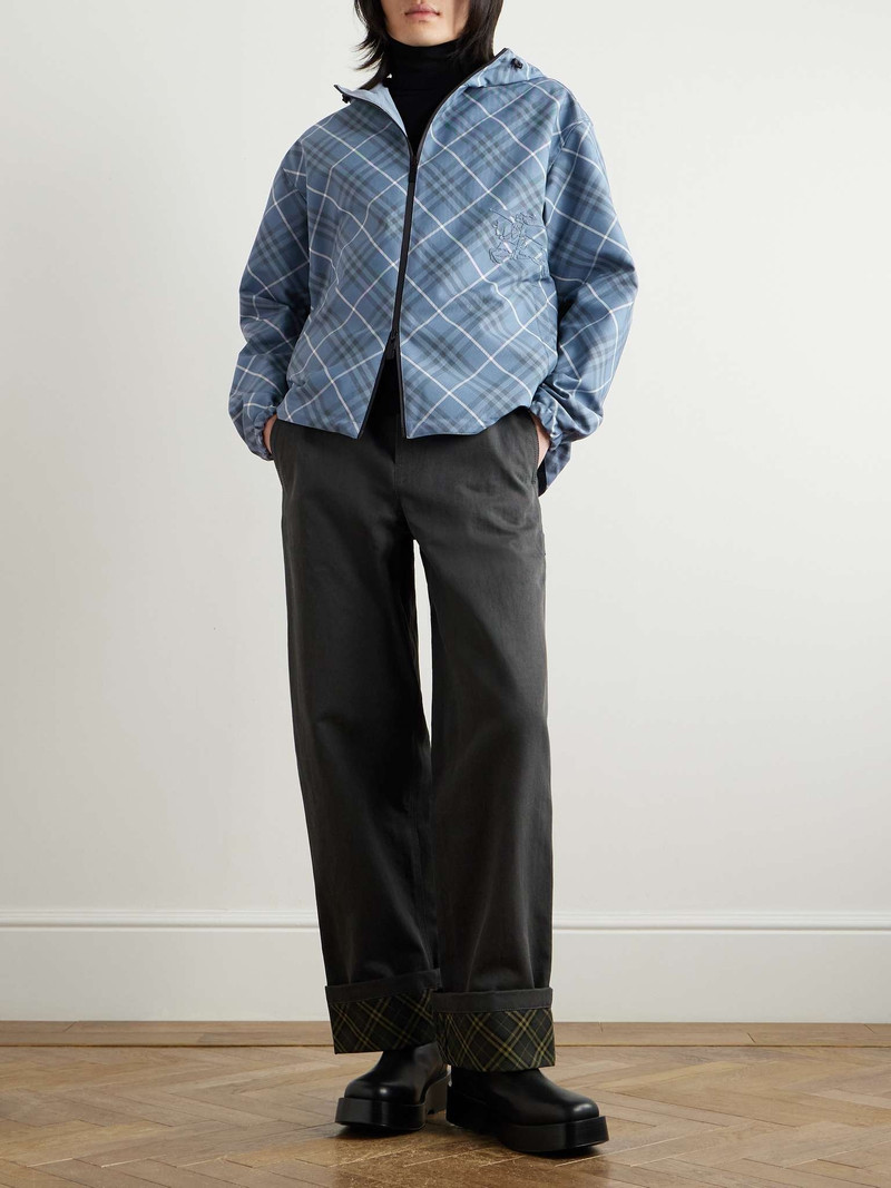 Burberry Oversized Reversible Logo-Appliquéd Checked Gabardine and Nylon Hooded Jacket outlook