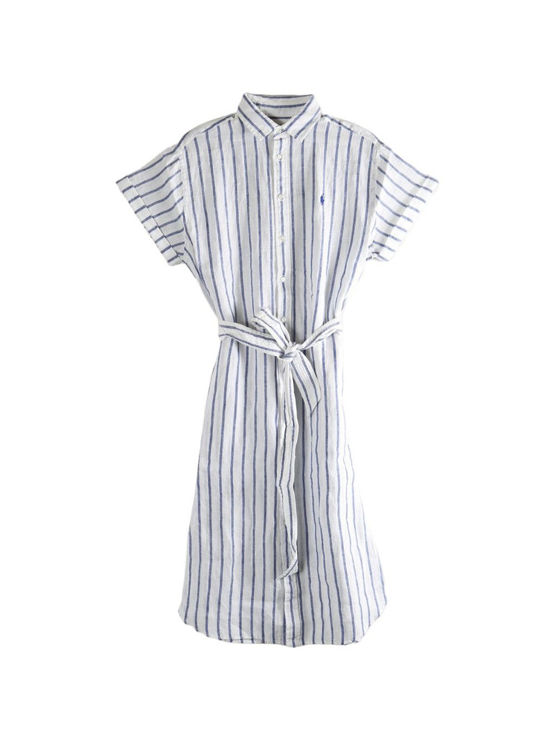 striped-pattern tie-waist midi shirt dress 1