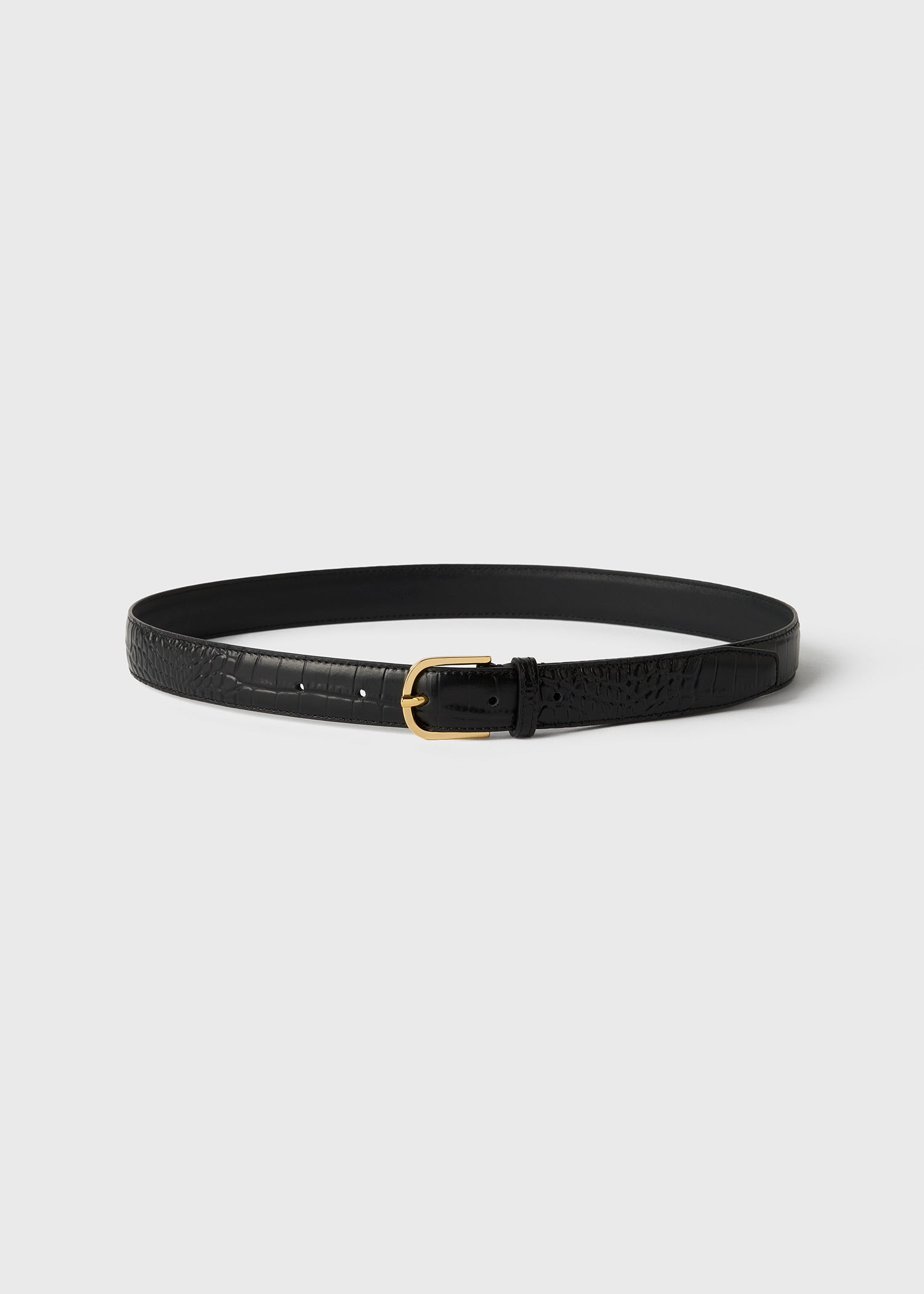 Slim trouser leather belt black croco - 3