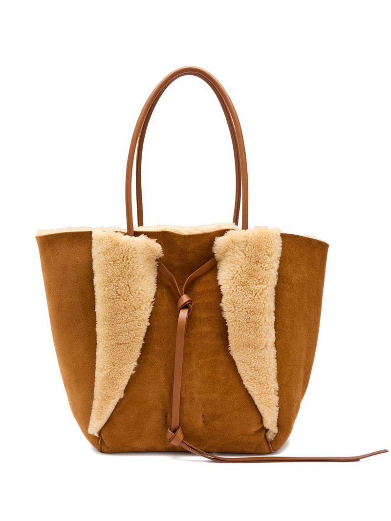 Marija shearling drawstring tote bag 1