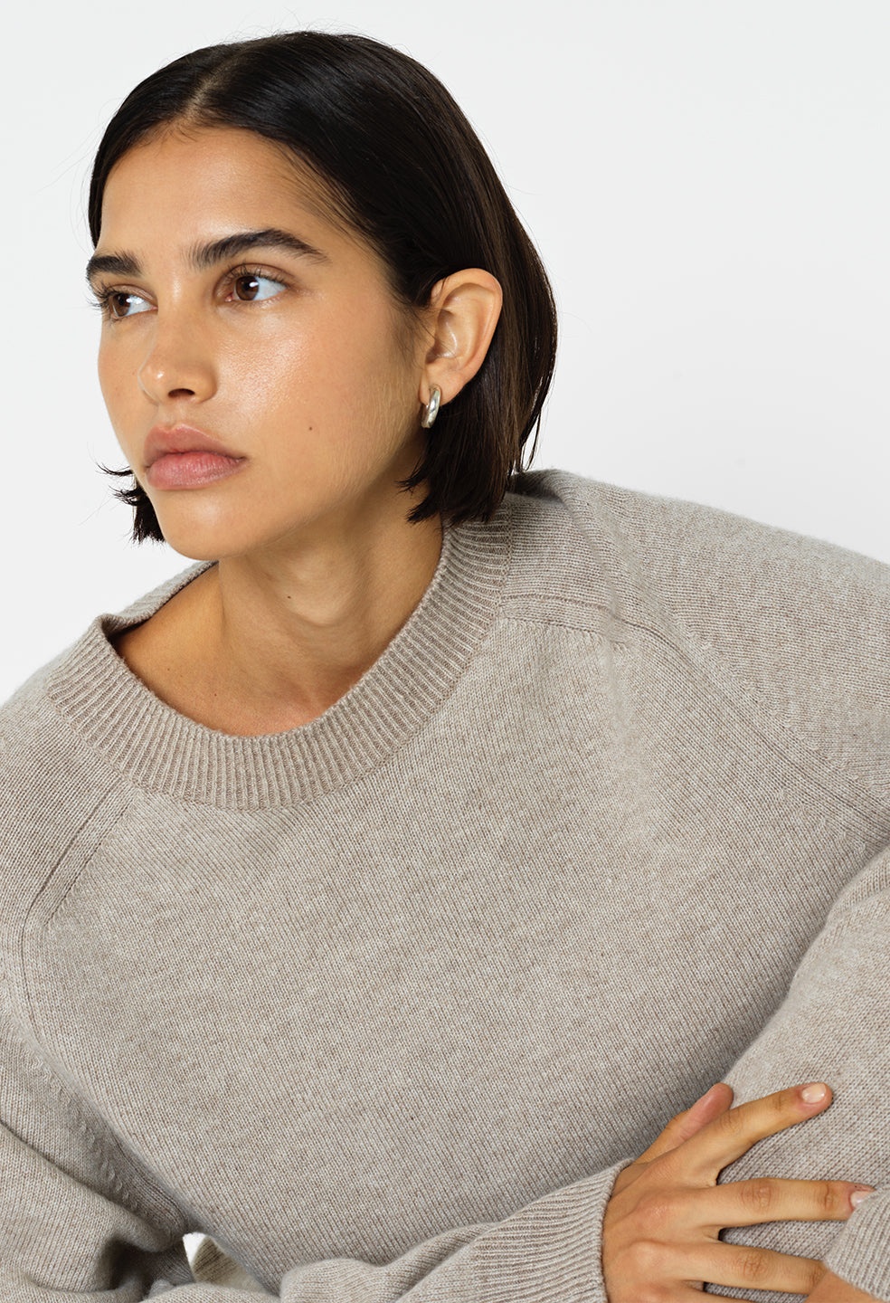 TWO TONE CASHMERE CREW - 6