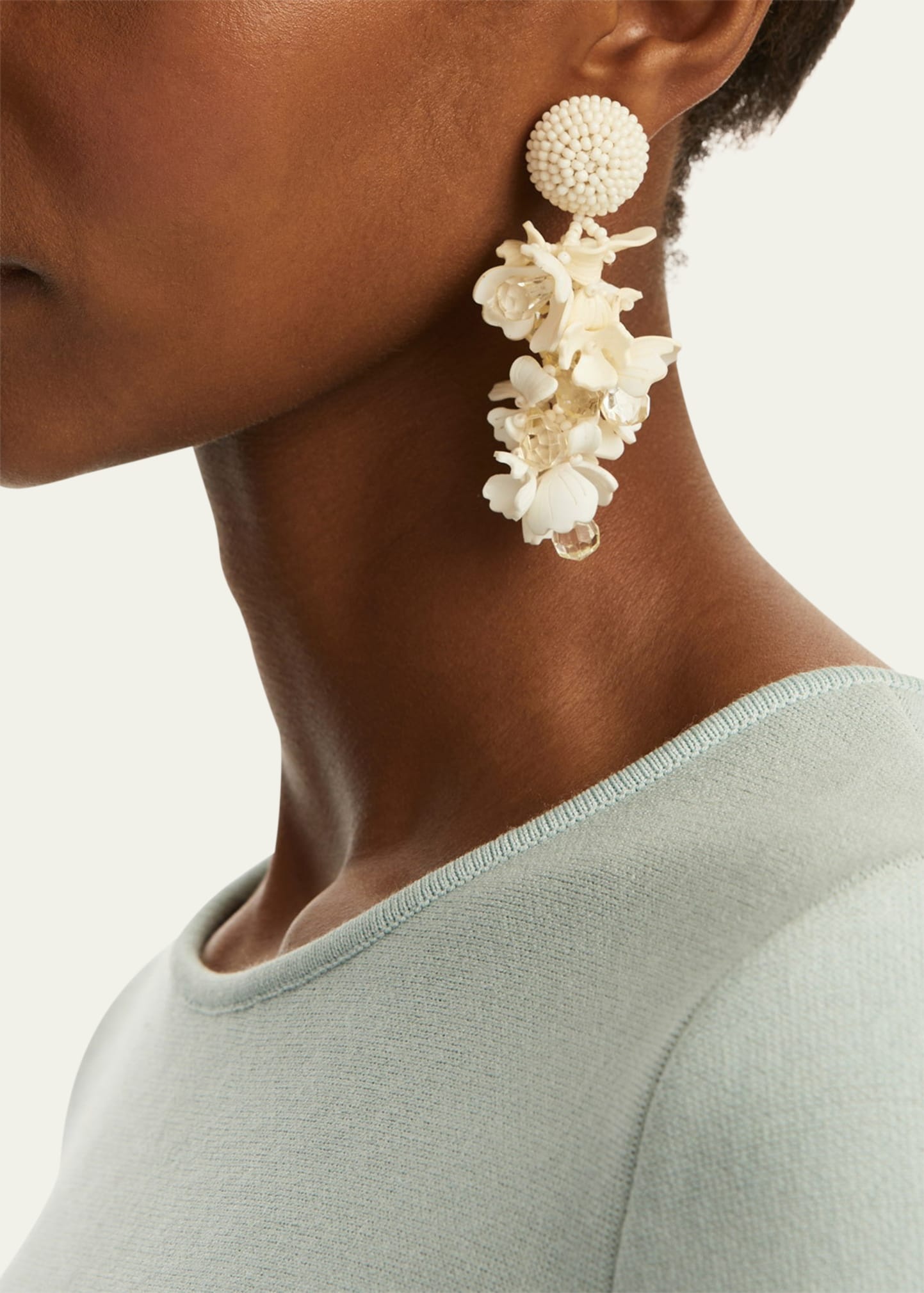 Plexy and Raffia Flowers Earrings - 2