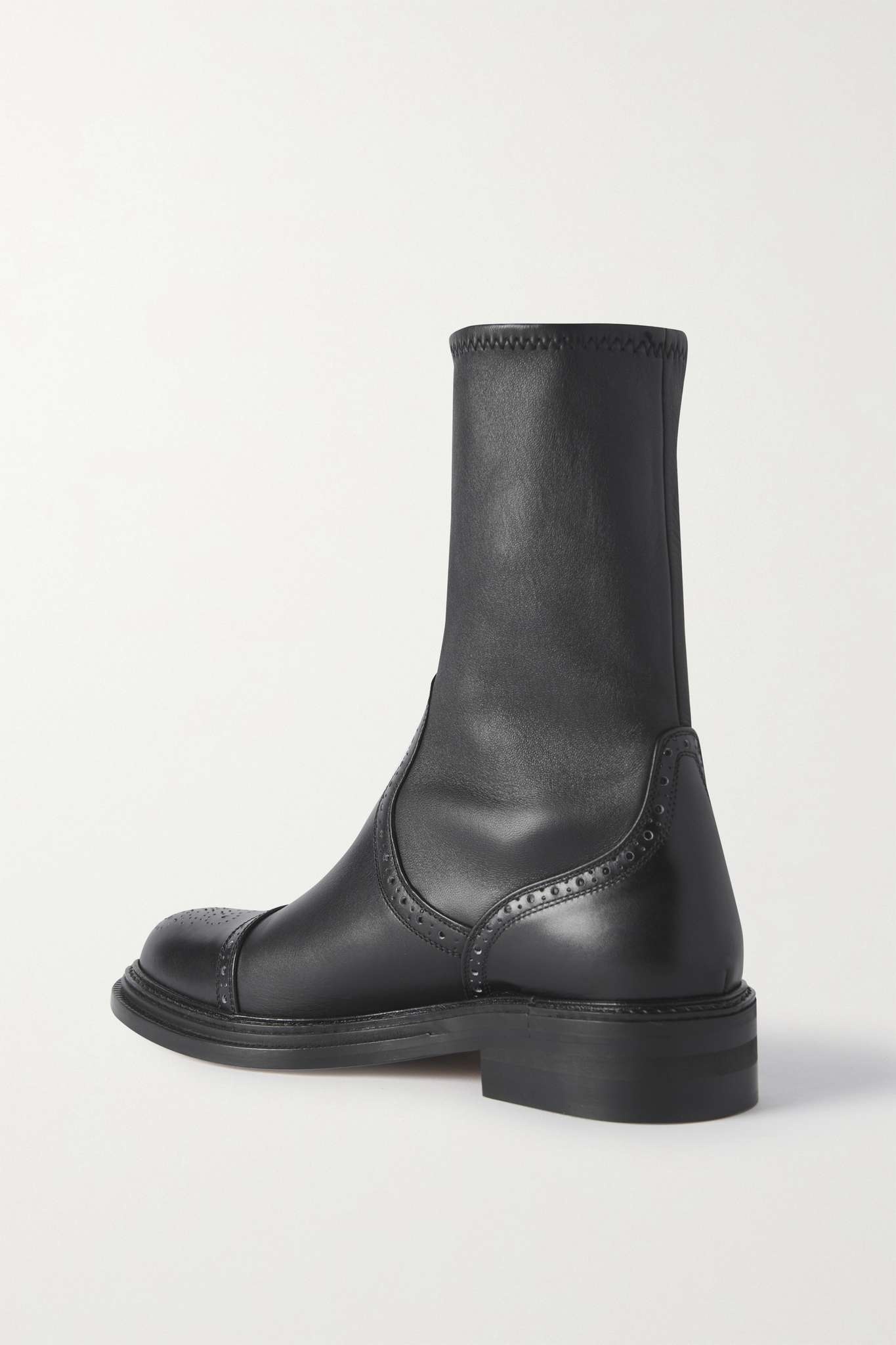 Logo-perforated stretch-leather ankle boots - 3