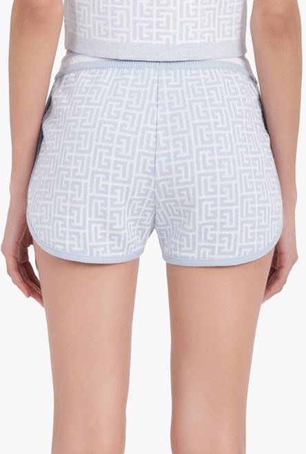Bicolor knit shorts with Balmain monogram - 6