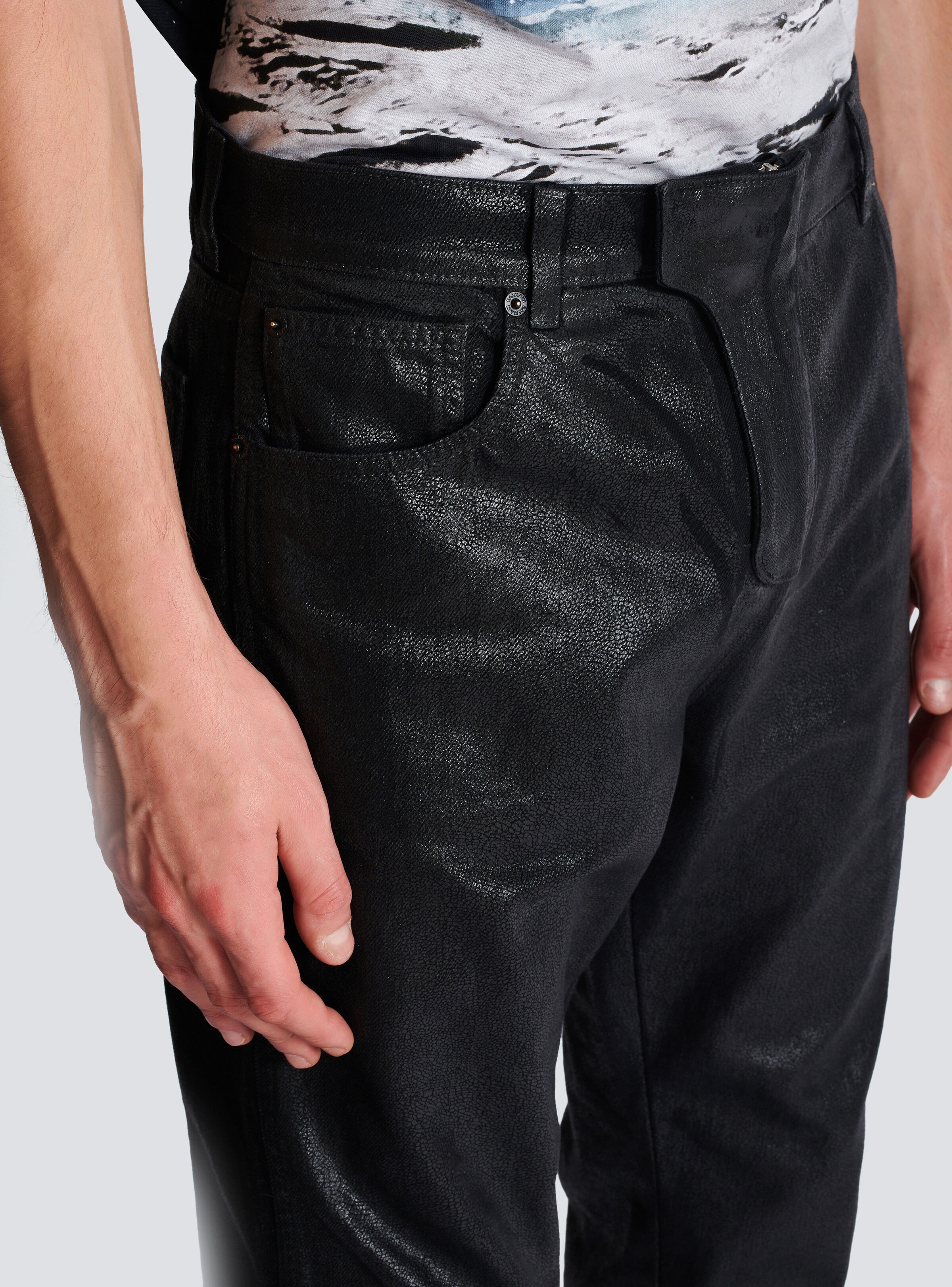 Regular-fit coated denim jeans - 7