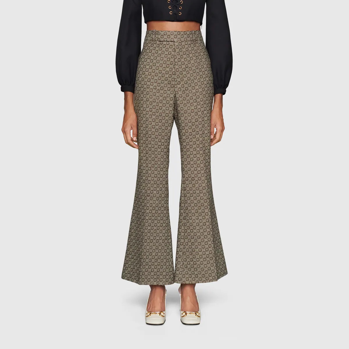 G jacquard wool flare pant - 3
