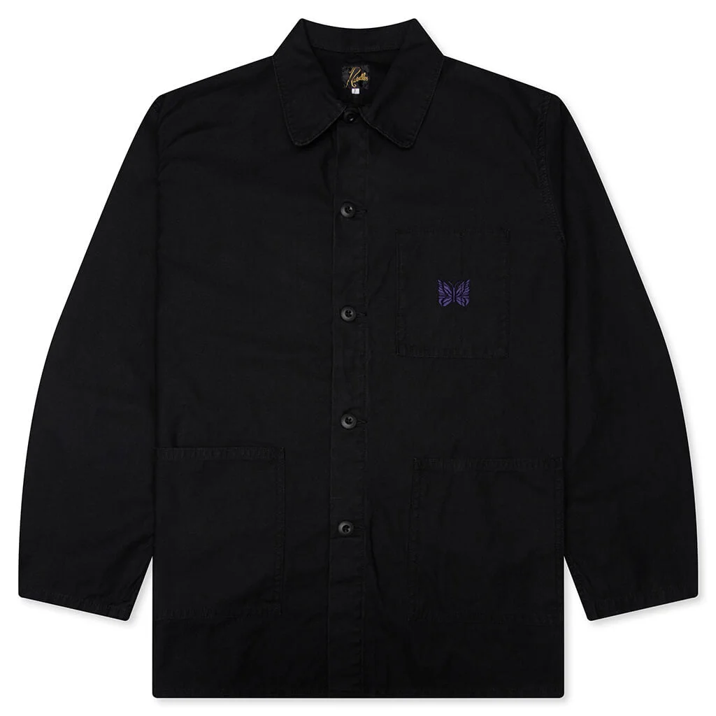 REVERSED SATEEN COVERALL JACKET - BLACK - 1