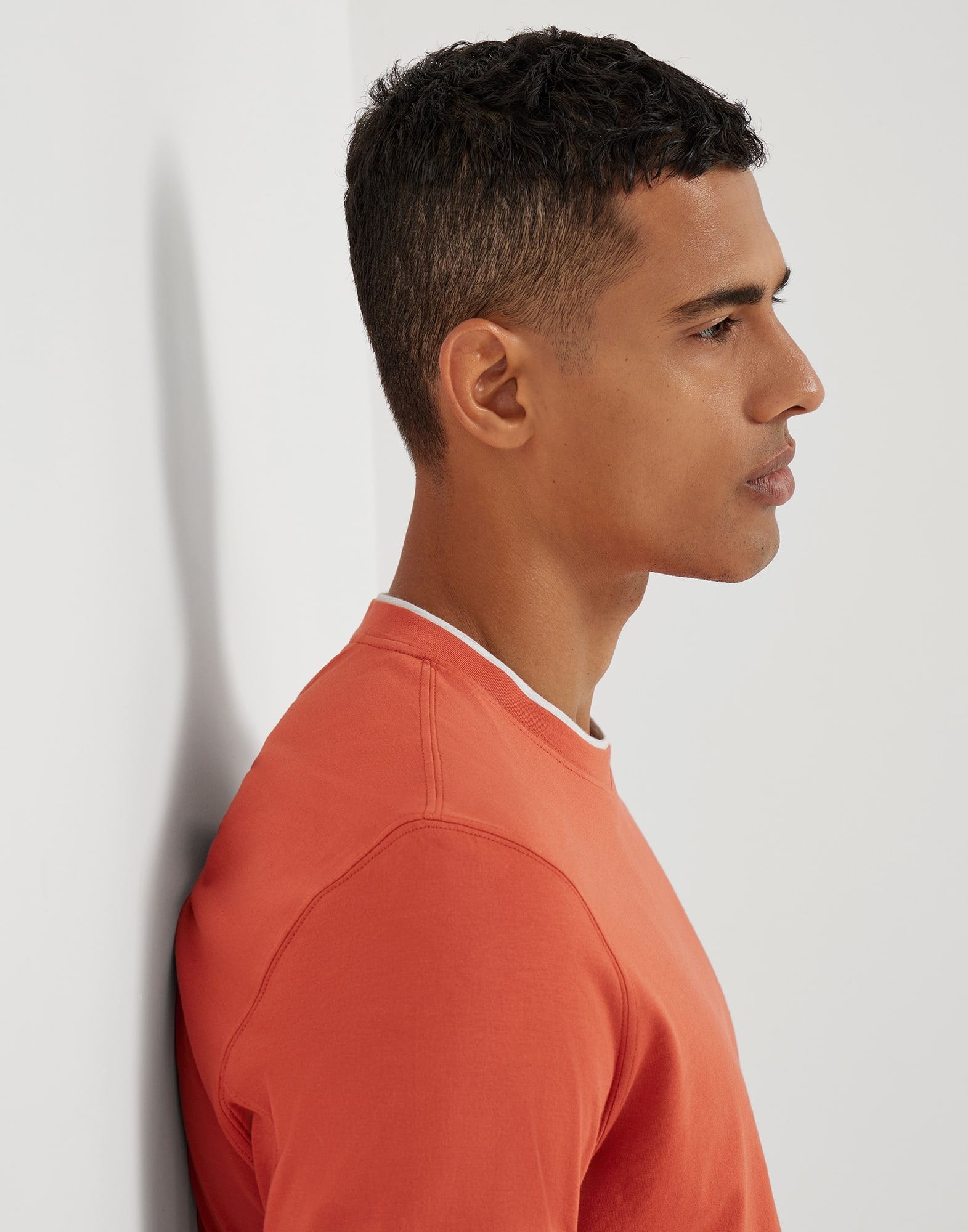 Cotton jersey crew neck T-shirt with faux-layering - 3