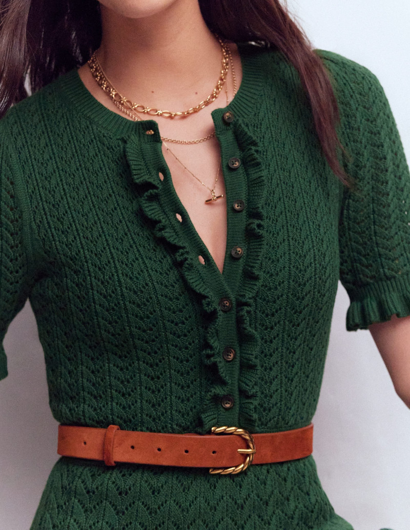 Henley Frill Knitted Dress-Hunter Green 5