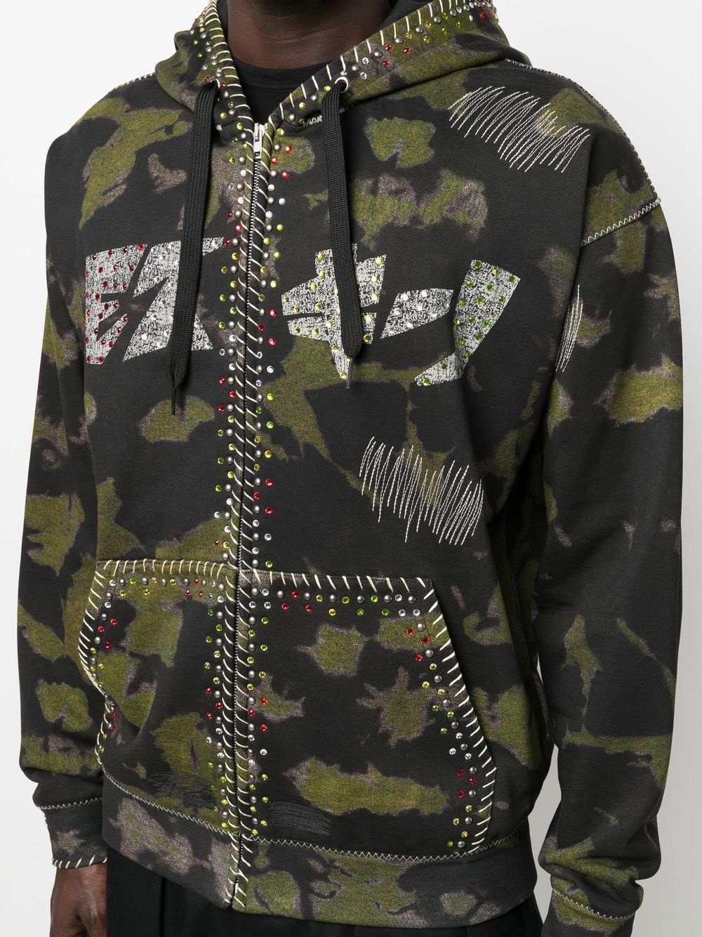 camouflage print zipped hoodie - 5