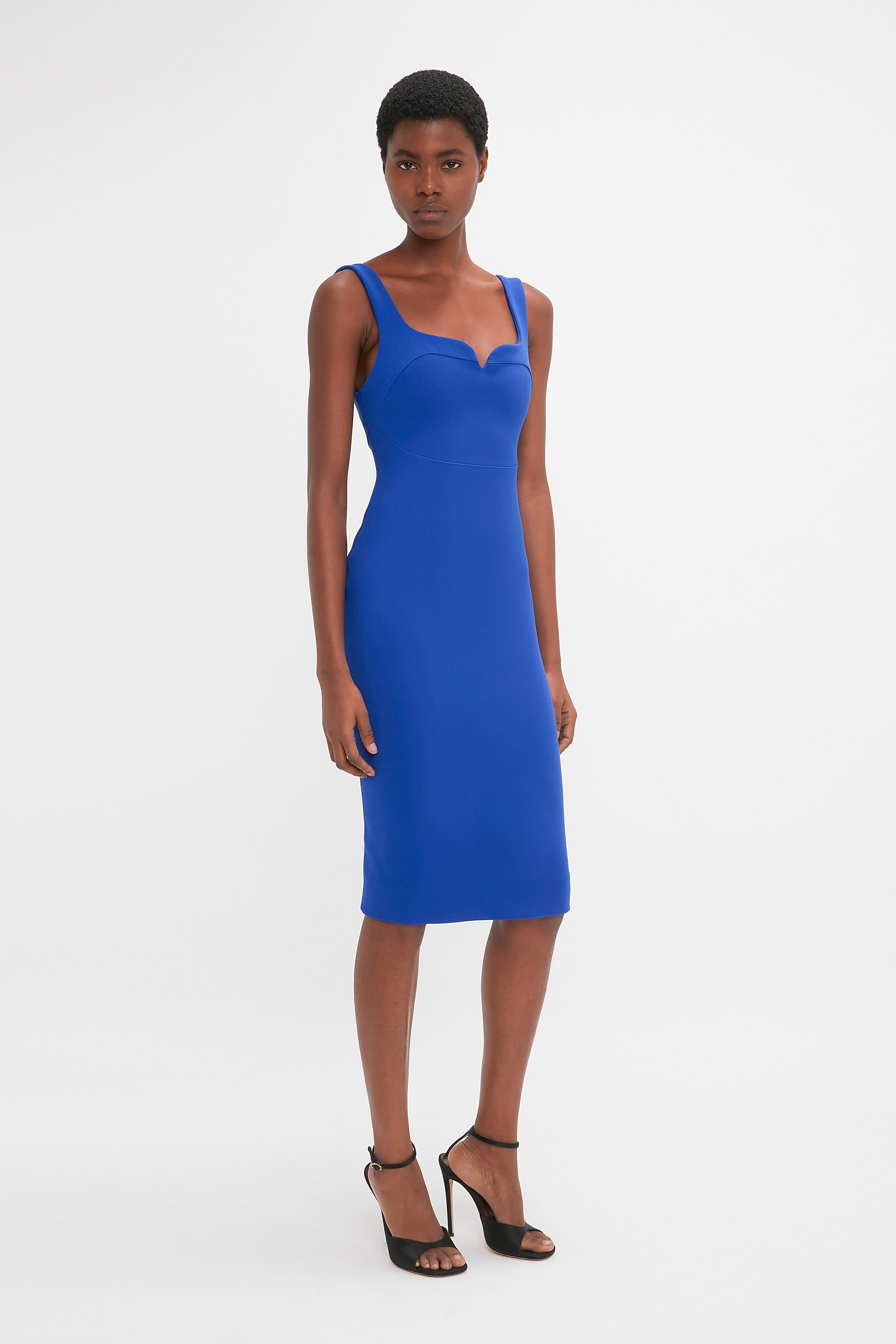 Sleeveless Fitted T-Shirt Dress In Palace Blue - 3