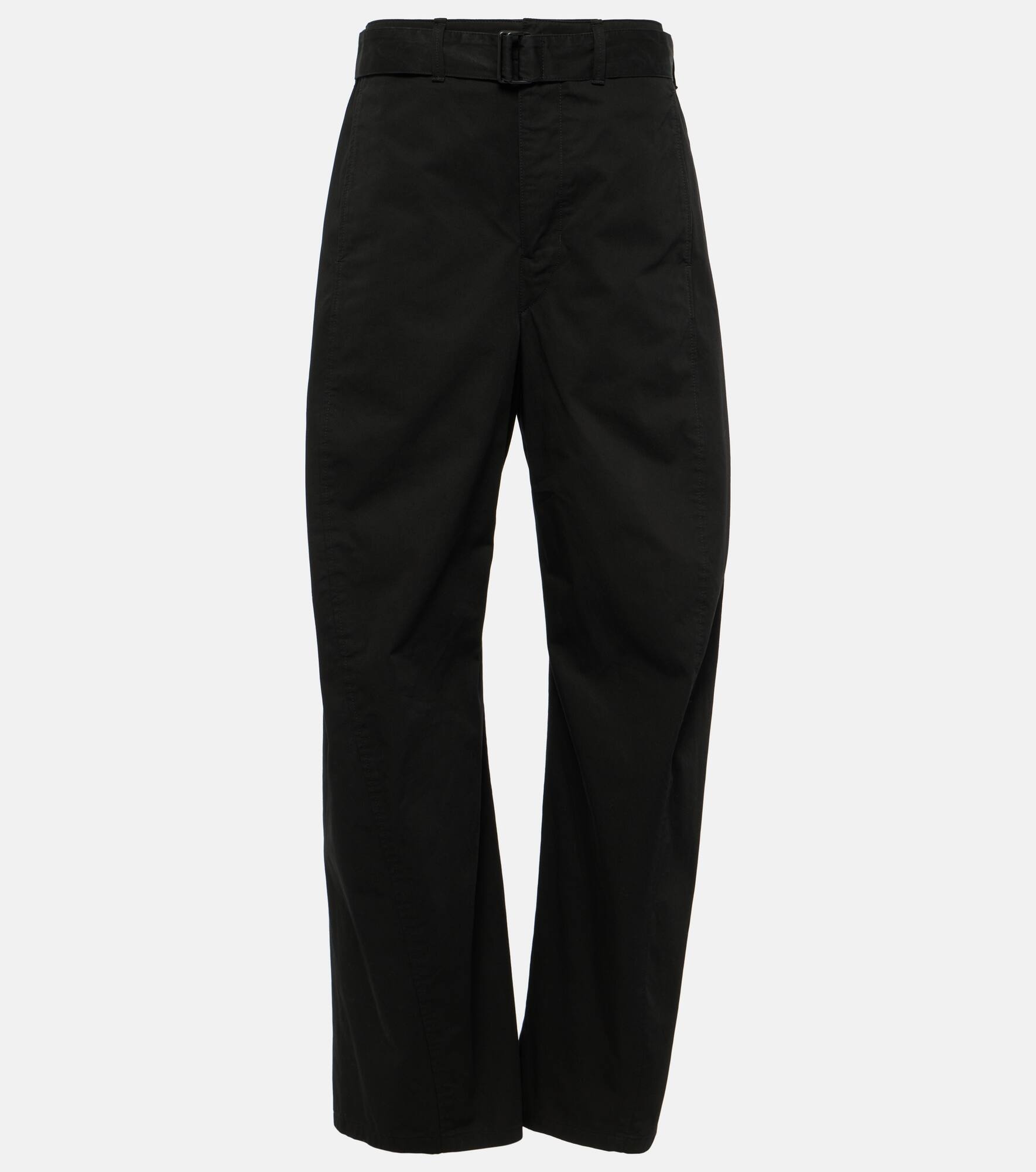 Mid-rise cotton twill barrel-leg pants - 1