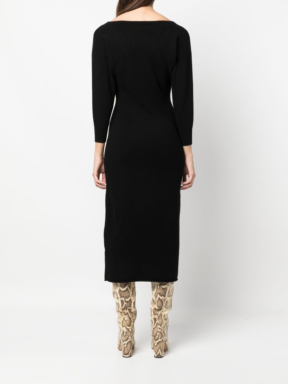 V-neck cashmere midi dress - 4