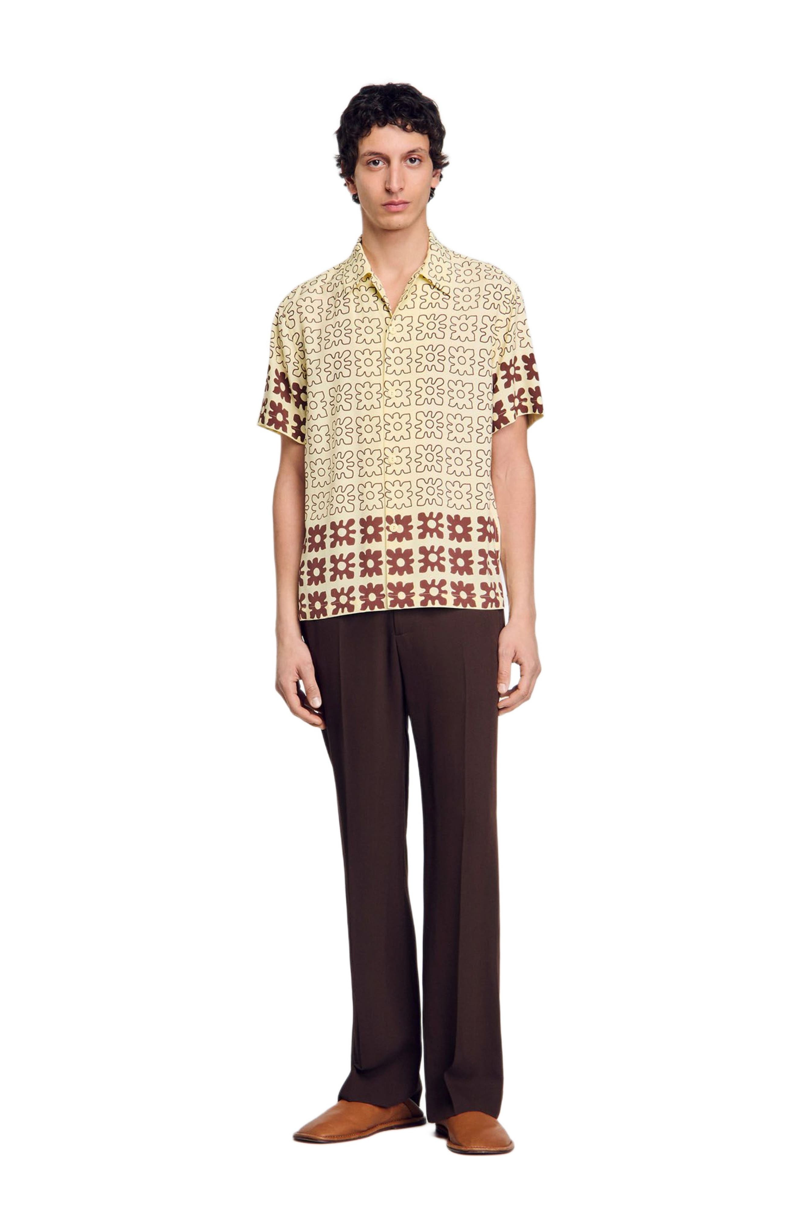 SANDRO Floral motif shirt in Oats at Nordstrom - 1