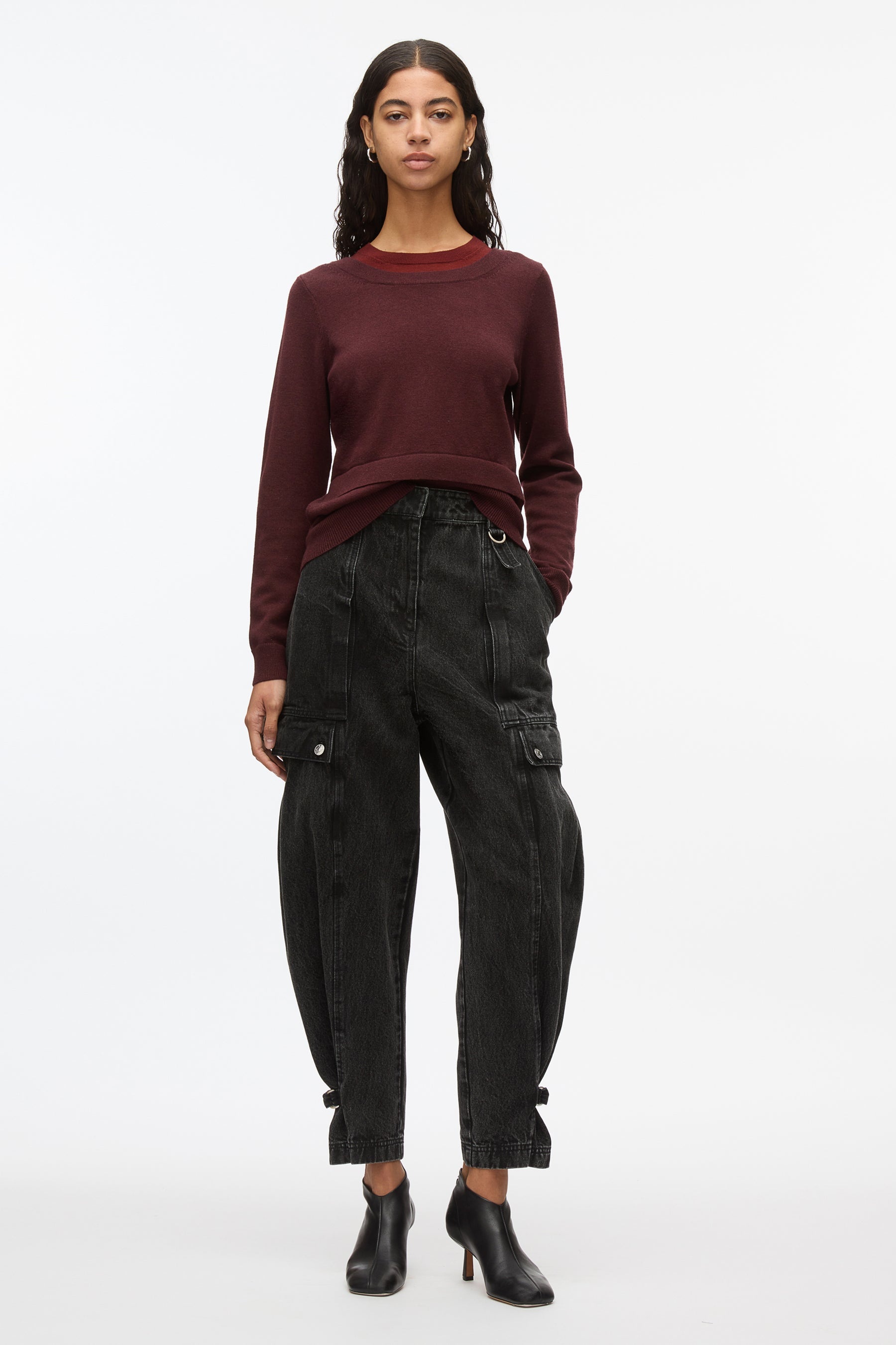 Layered Knit Pullover with Keyhole - 2