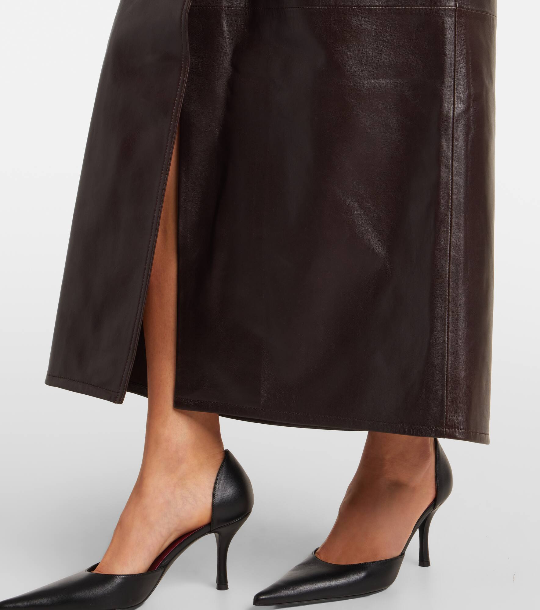 High-rise leather maxi skirt - 5