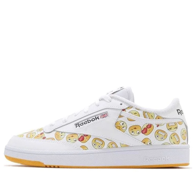 Reebok Club C 85 White Yellow Smiling Face Unisex S29074 - 1
