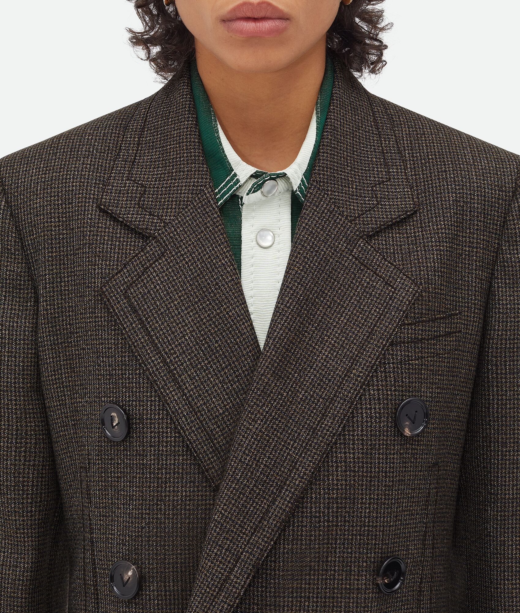 Houndstooth Wool Jacket With Label - 4