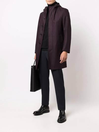 Canali hooded single-breasted coat outlook