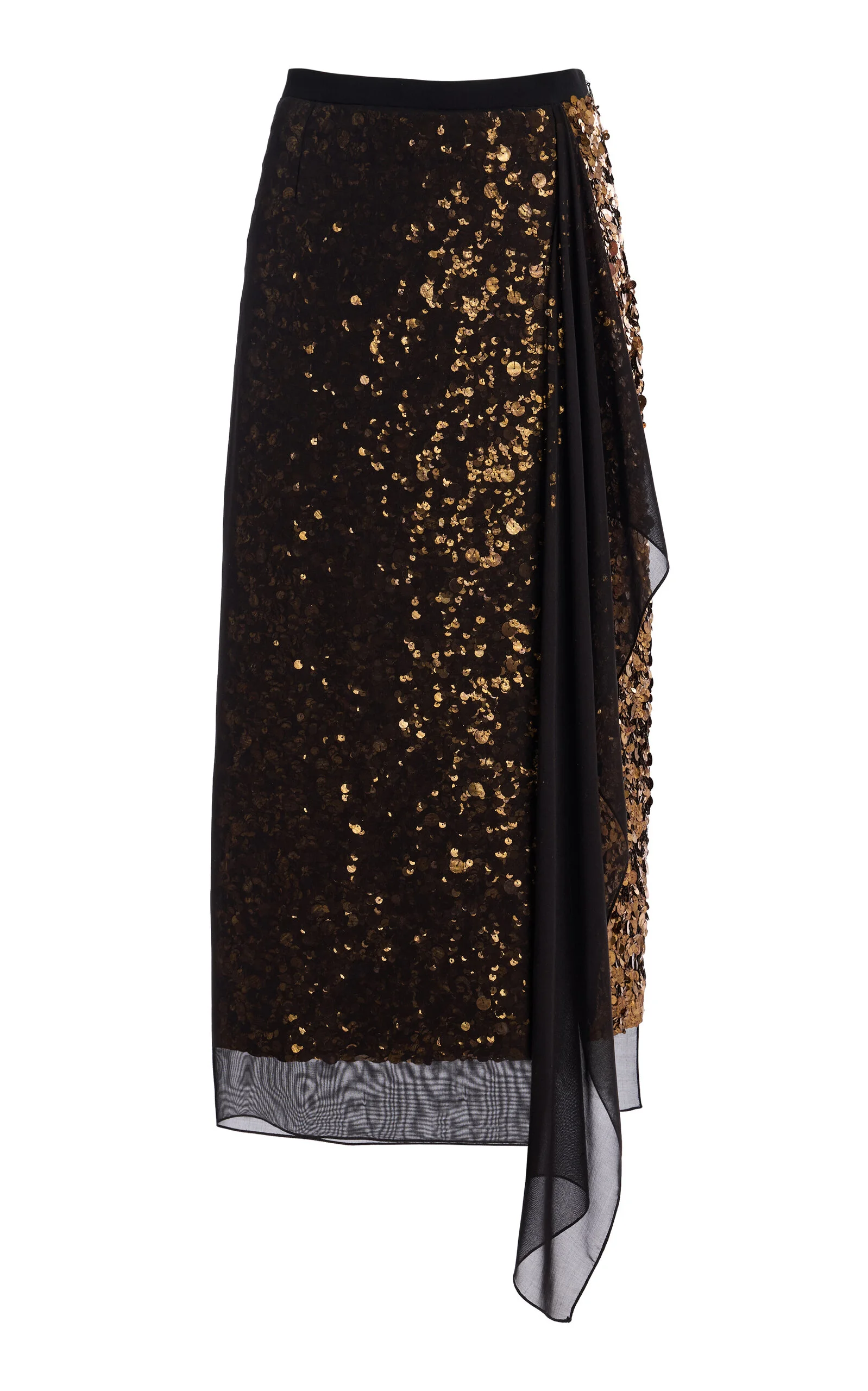 Embellished Silk Georgette Midi Skirt black - 1