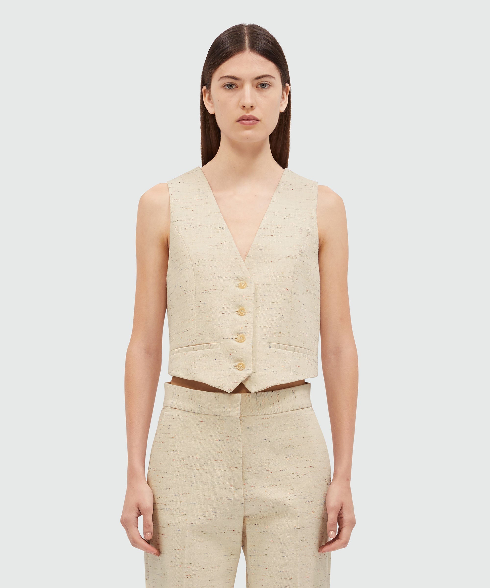 Waistcoat in cream fancy gabardine - 2