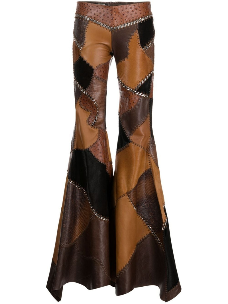 patchwork flared leather trousers 1