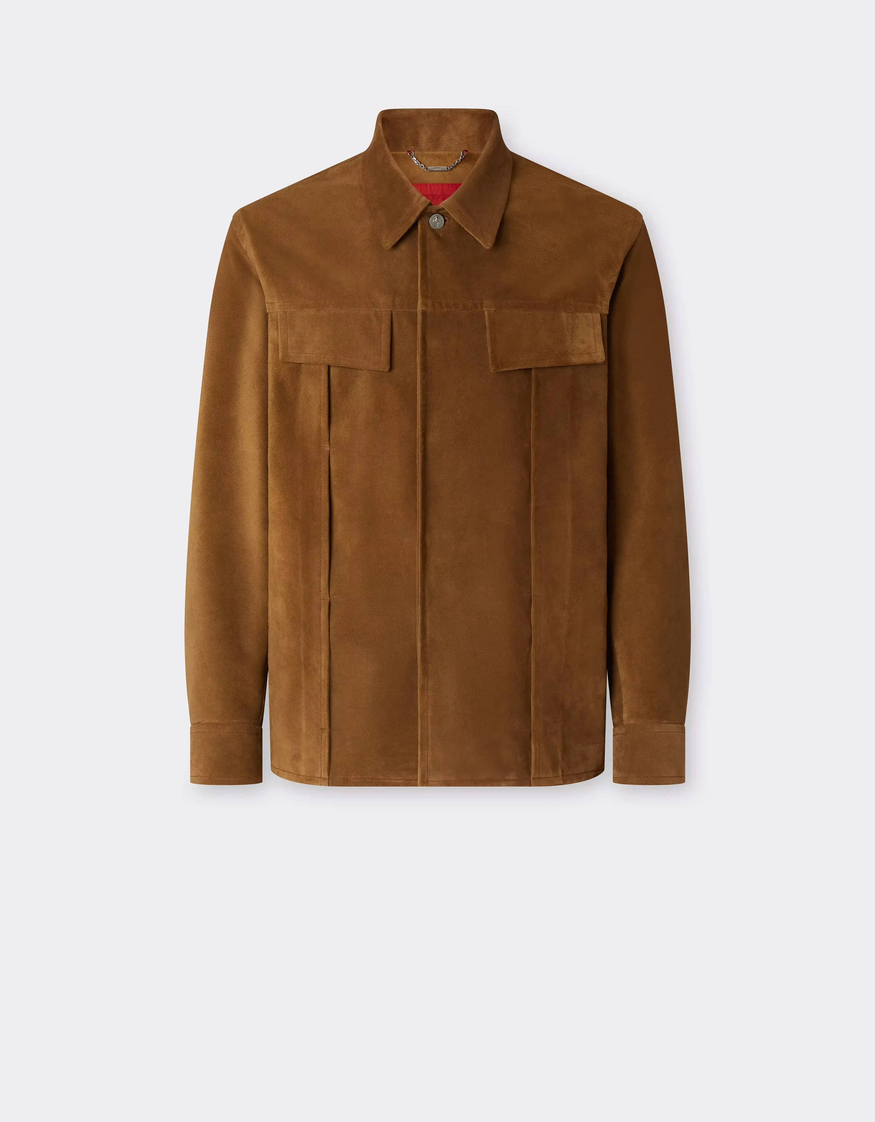 Suede Overshirt with Writing Effect - 1